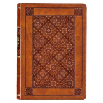portada KJV Holy Bible, Giant Print Full-Size Faux Leather Red Letter Edition - Thumb Index & Ribbon Marker, King James Version, Brown Diamond (en Inglés)
