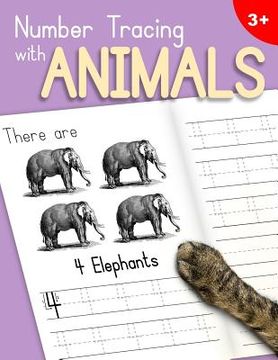 portada Number Tracing With Animals: Learn the Numbers - Number and Counting Practice Workbook for Children in Preschool and Kindergarten - Lavender-Peach