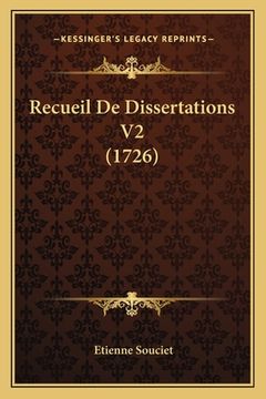 portada Recueil De Dissertations V2 (1726) (in French)