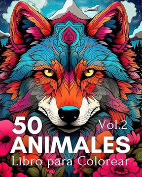portada Libro para Colorear 50 Animales Vol.2: Páginas Fáciles para Colorear con Animales de la Granja, Criaturas del Mar (in Spanish)