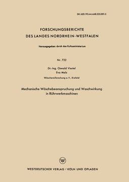 portada Mechanische Wäschebeanspruchung und Waschwirkung in Rührwerkmaschinen (Forschungsberichte des Landes Nordrhein-Westfalen) (German Edition)