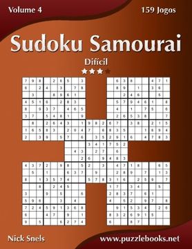 portada Sudoku Samurai - Difícil - Volume 4 - 159 Jogos (Portuguese Edition)
