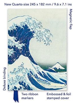 portada Katsushika Hokusai: The Great Wave (Foiled Quarto Journal) (Flame Tree fsc Quarto Notebook) (in English)