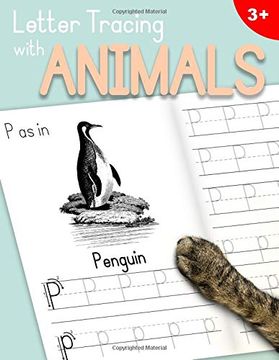 portada Letter Tracing With Animals: Learn the Alphabet - Handwriting Practice Workbook for Children in Preschool and Kindergarten - Light Blue|Peach Cover (en Inglés)