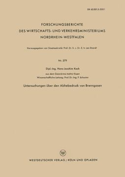 portada Untersuchungen über den Abhebedruck von Brenngasen (Forschungsberichte des Wirtschafts- und Verkehrsministeriums Nordrhein-Westfalen) (German Edition)