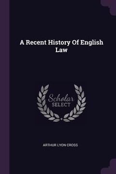 portada A Recent History Of English Law (en Inglés)