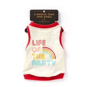 portada Brass Monkey Life of the Party dog Tank; Pre-Shrunk Cotton pet Muscle Tank; X-Small (14" Chest); Cute dog Accessories With Eye-Catching Design
