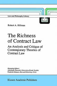 portada the richness of contract law: an analysis and critique of contemporary theories of contract law (in English)