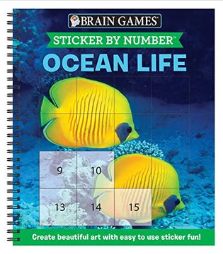 portada Brain Games - Sticker by Number: Ocean Life (Easy - Square Stickers): Create Beautiful art With Easy to use Sticker Fun! (en Inglés)