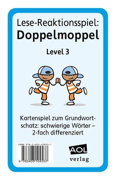 portada Lese-Reaktionsspiel: Doppelmoppel Level 3: Kartenspiel zum Grundwortschatz: Schwierige Nomen, Verben & Adjektive - 2-Fach Differenziert (3. Und 4. Klasse) (en Alemán)