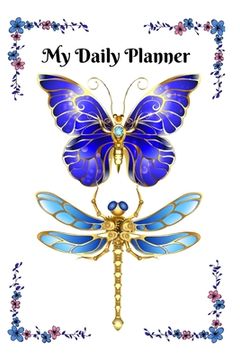 portada Blue and Gold Butterfly and Dragonfly Planner (en Inglés)