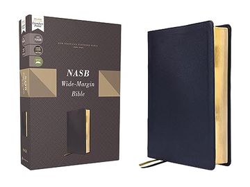 portada Nasb, Wide Margin Bible, Genuine Leather, Calfskin, Navy, red Letter, 1995 Text, Comfort Print (en Inglés)