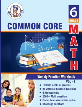 portada Grade 6 Common Core Math: Multiple Choice and Free Response 2500+ Practice Questions and Solutions Full length online practice test (en Inglés)