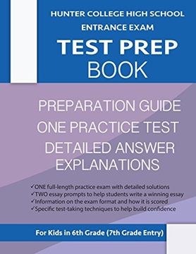 portada Hunter College High School Entrance Exam Test Prep Book: One Practice Test & Hunter Test Prep Guide; Hunter College Middle School Test Prep; Hchs. School Test Book, High School Entrance Test 