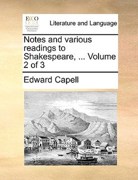 portada notes and various readings to shakespeare, ... volume 2 of 3