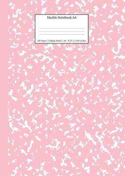 portada Marble Notebook A4: Pink Marble College Ruled Journal (en Inglés)