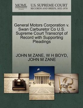 portada general motors corporation v. swan carburetor co u.s. supreme court transcript of record with supporting pleadings (en Inglés)