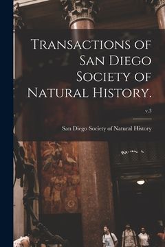 portada Transactions of San Diego Society of Natural History.; v.3 (en Inglés)