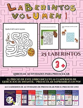 portada Libros de Actividades Para Preescolar (Laberintos - Volumen 1): (25 Fichas Imprimibles con Laberintos a Todo Color Para Niños de Preescolar (in Spanish)
