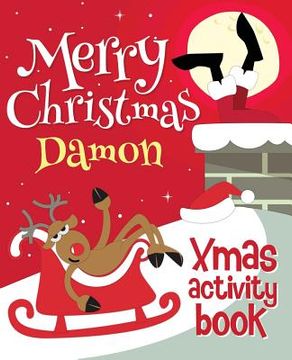 portada Merry Christmas Damon - Xmas Activity Book: (Personalized Children's Activity Book) (in English)