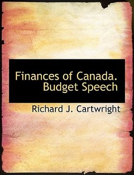 portada finances of canada. budget speech (en Inglés)