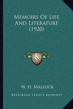 portada memoirs of life and literature (1920) (in English)