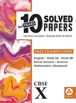 portada Last Years 10 Solved Papers: Cbse Class 10 for 2022 Examination (en Inglés)