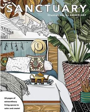 portada Sanctuary: Living Spaces Coloring Book (en Inglés)