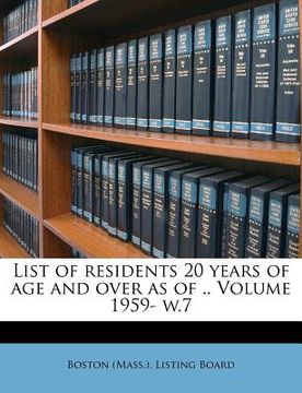 portada list of residents 20 years of age and over as of .. volume 1959- w.7 (en Inglés)