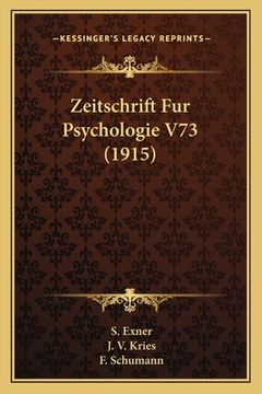 portada Zeitschrift Fur Psychologie V73 (1915) (en Alemán)