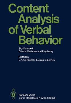 portada content analysis of verbal behavior: significance in clinical medicine and psychiatry (in English)