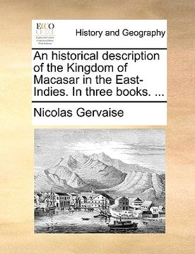 portada an historical description of the kingdom of macasar in the east-indies. in three books. ... (en Inglés)