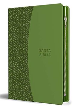 portada Santa Biblia: Rvr 1960 - Letra Grande, Símil Piel, Verde, con Cremallera e Imágenes de Tierra Santa