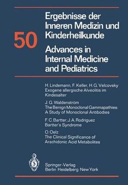 portada ergebnisse der inneren medizin und kinderheilkunde / advances in internal medicine and pediatrics (in German)