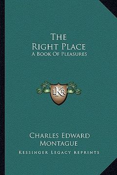 portada the right place: a book of pleasures (en Inglés)