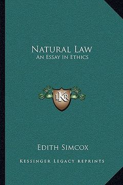 portada natural law: an essay in ethics (en Inglés)