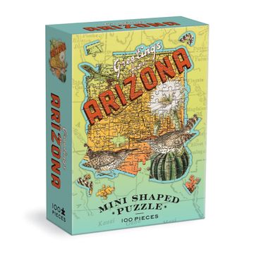 portada Galison Arizona Mini Shaped Puzzle - 100 Jigsaw Pieces Featuring art by Bestselling Artist Wendy Gold, Die-Cut Mini Shaped Puzzle, Makes a Great Gift!