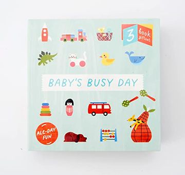 portada Baby's Busy Day: 3 Book Gift set - all day fun - Board Book, Bath Book, Cloth Book (en Inglés)