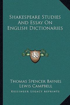portada shakespeare studies and essay on english dictionaries (in English)