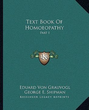 portada text book of homoeopathy: part i