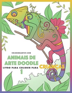 portada Livro para Colorir de Animais de Arte Doodle para Crianças 1 (en Portugués)