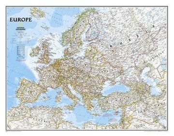 portada National Geographic: Europe Classic Enlarged Wall map - Laminated (46 x 35. 75 Inches) (National Geographic Reference Map) (en Inglés)
