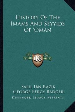 portada history of the imams and seyyids of 'oman