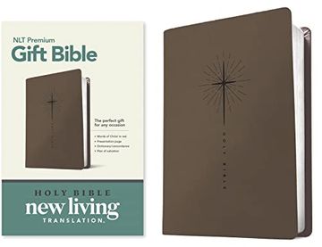 portada Premium Gift Bible nlt (Red Letter, Leatherlike, Star Cross Taupe) (en Inglés)