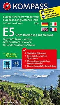 portada E5 Lake Constance to Verona 2558 gps wp Kompass: Wandelkaart 1: 50 000 (German Edition) (en Italiano)