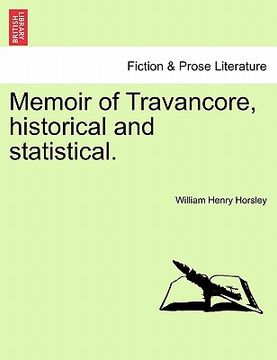 portada memoir of travancore, historical and statistical. (en Inglés)