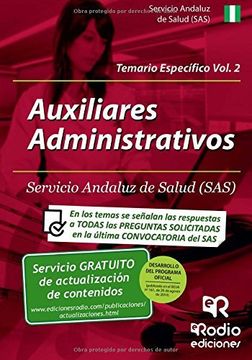 portada Auxiliares Administrativos Del Sas. Temario Específico. Volumen 2 (spanish Edition)
