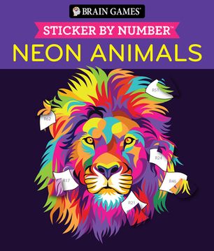 portada Brain Games - Sticker by Number: Neon Animals (en Inglés)
