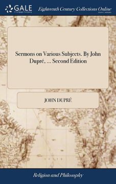 portada Sermons on Various Subjects. By John Dupré,. Second Edition 