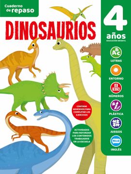 portada Cuaderno de Repaso Temático Luminiscente 4 Años Dinosaurios (in Spanish)